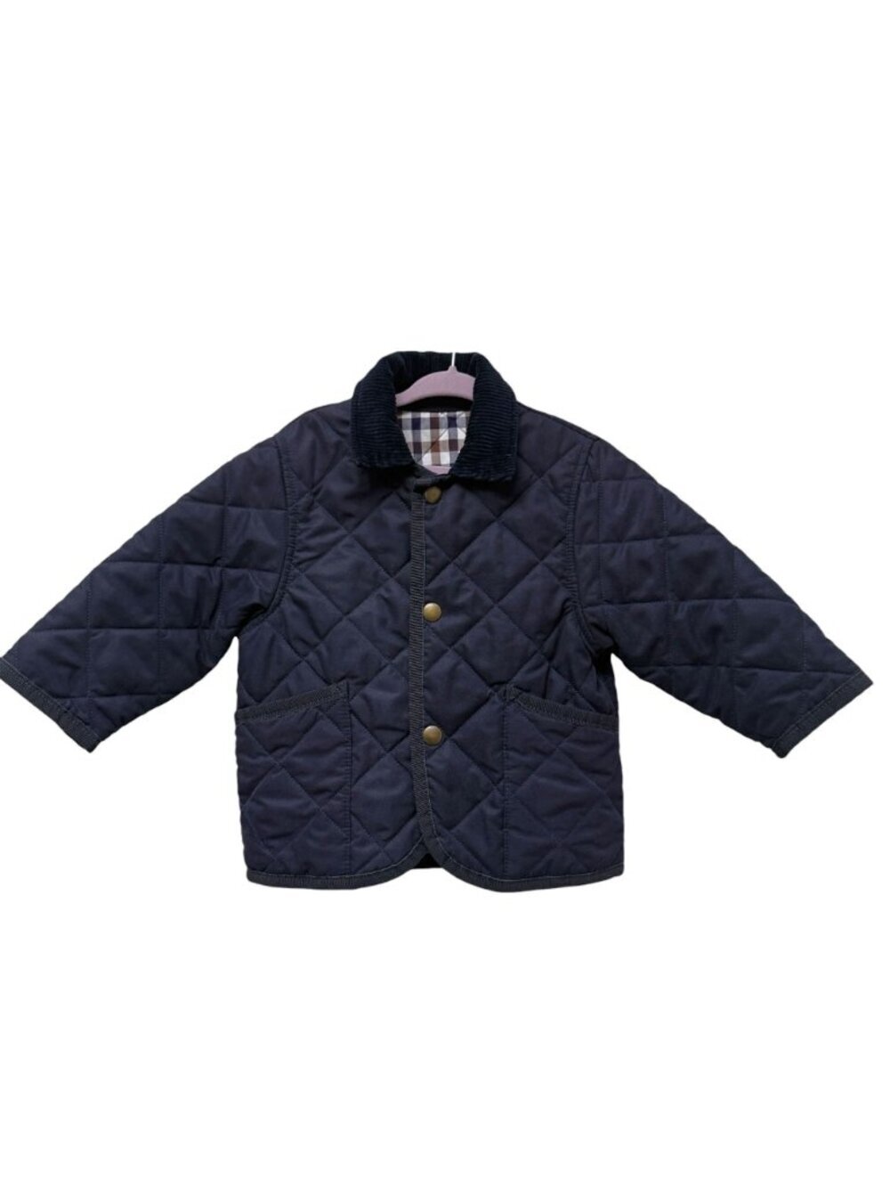 Peter Elliot Toddler Boys Quilted Jacket Size 2 Navy Barn Coat Corduroy Collar